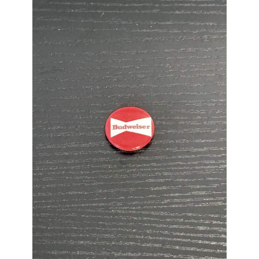 Vintage Budweiser Logo Red White 1" Circular Beer Pin